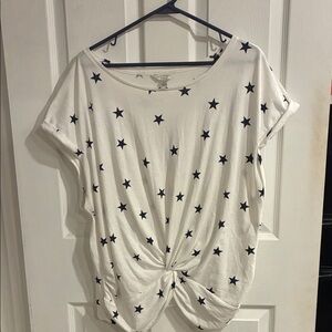 Lucky Brand White Star Print Short Sleeve Tee